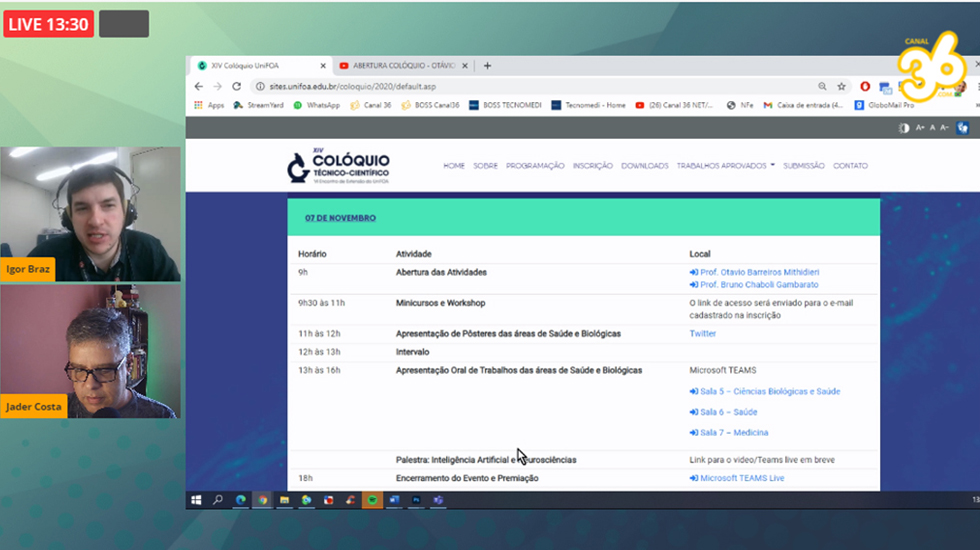 Cobertura digital XIV COLÓQUIO CIENTÍFICO UNIFOA - Canal 36